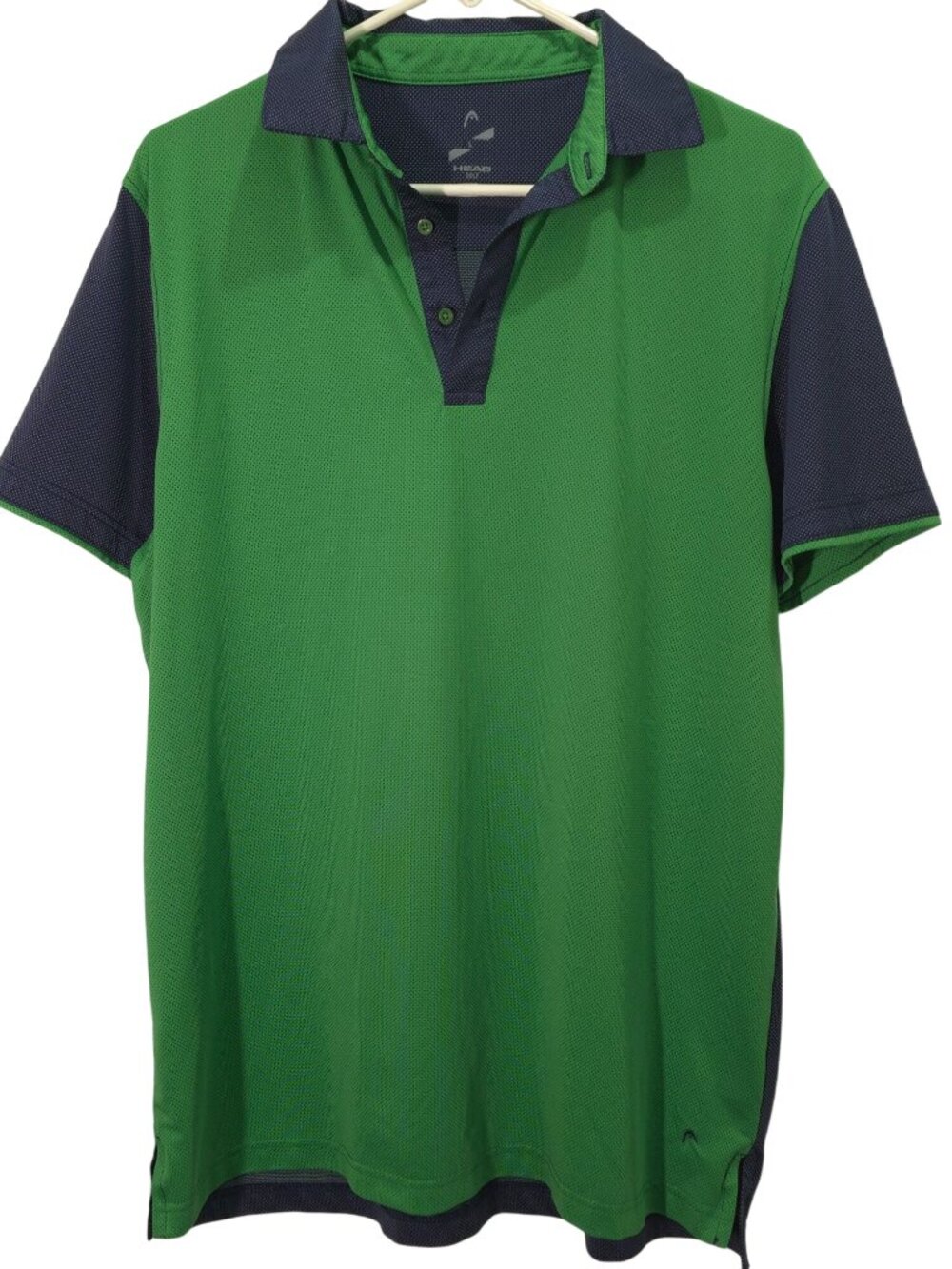 Head Golf Men’s Two-Tone Green/Navy Short-Sleeve Polo — Size L, Breathable